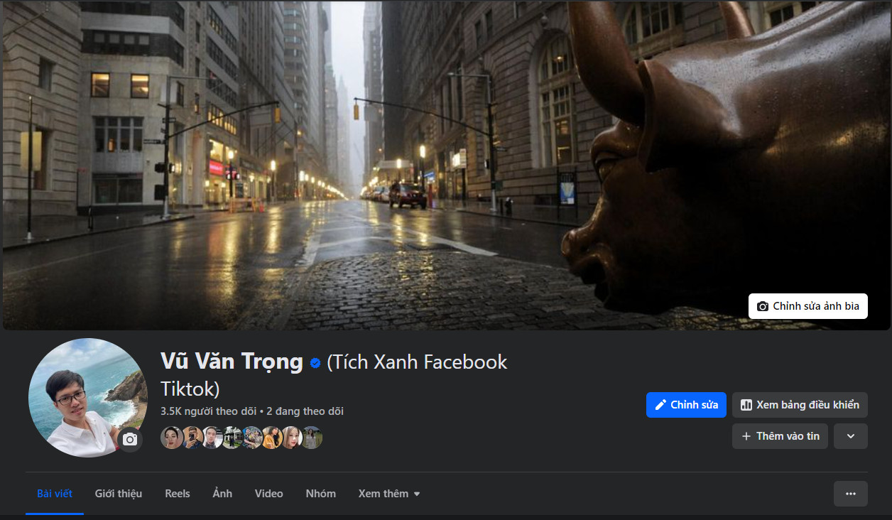 Tích Xanh trên Facebook của 1 nick cá nhân